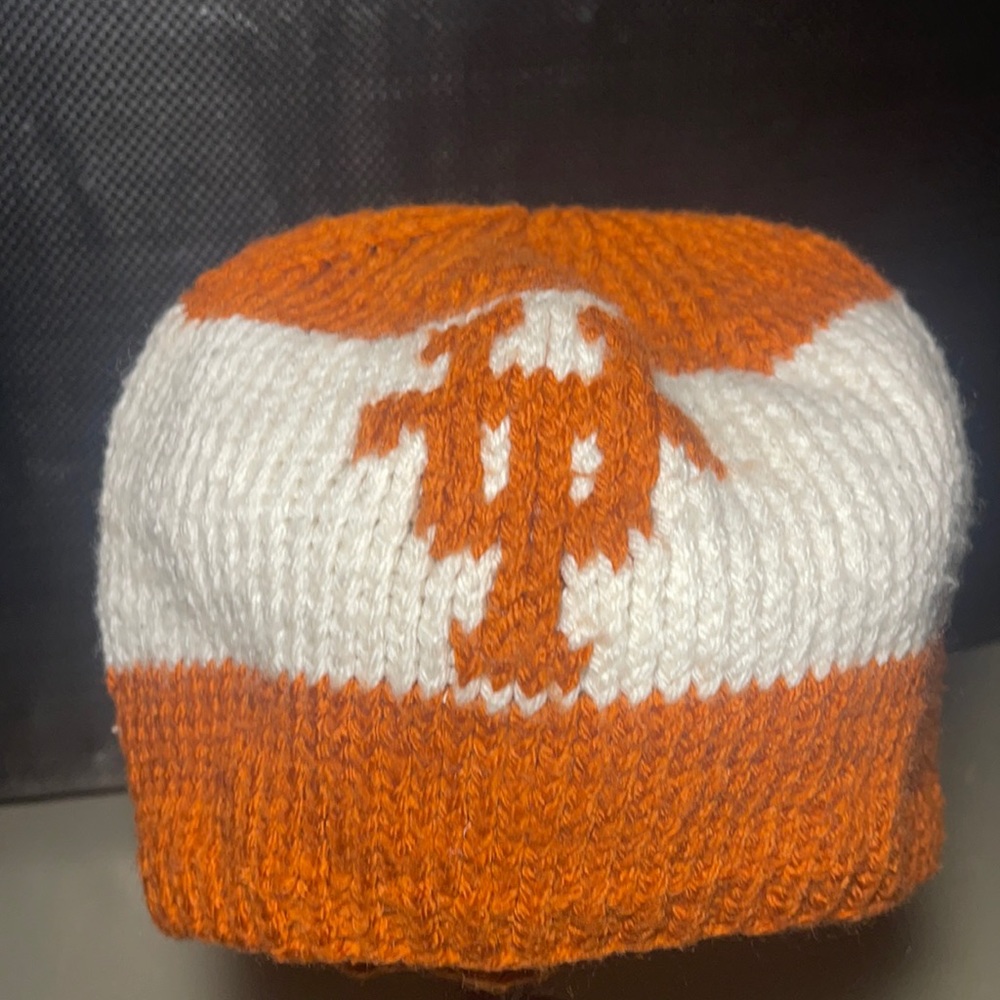 Orange & White Longhorn Beanie